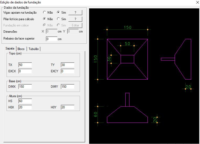 4.1 Dados do dimensionamento estrutural Com propósito de gerar resultados comparativos entre a alvenaria de bloco vazado de concreto e a alvenaria de bloco cerâmico foi utilizado o software