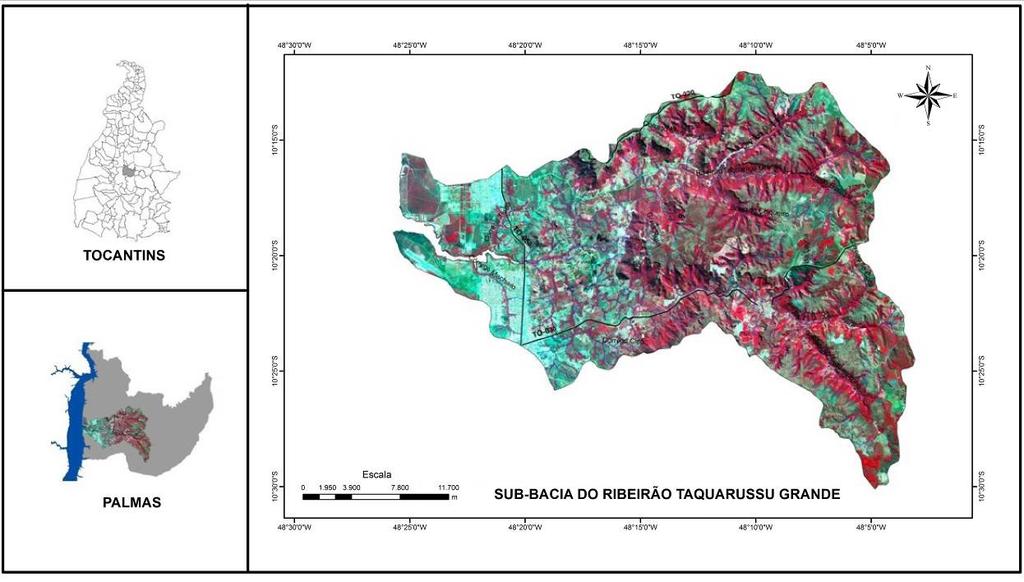 Figura 1 Localização da sub-bacia do ribeirão Taquarussu Grande Fonte: SILVA NETO (2011). As informações obtidas ao longo deste trabalho foram espacializadas.