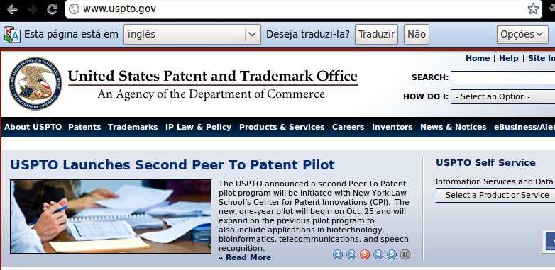 Figura 5 Site de Acesso à Base de dados do Escritório Americano de Marcas e Patentes 4) WIPO IPDL (Biblioteca Digital de Propriedade Intelectual da OMPI) - nesta base são encontradas informações