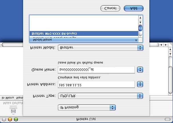 Impressão em rede a partir de Macintosh utilizando o controlador BR-Script 3 h Na lista pendente