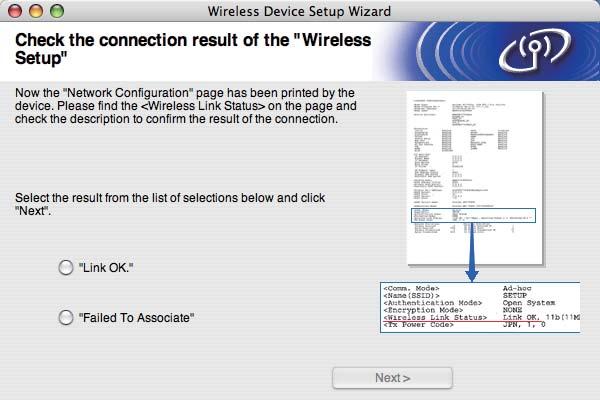 Configuração sem fios para Macintosh utilizando a aplicação de instalação da Brother (apenas MFC-9320CW) n Verifique a página de configurações de rede impressa.