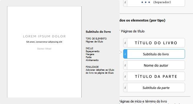 Figura 6: Propriedades de texto: guias Elementos e Formatação Passar o mouse sobre qualquer um dos elementos i exibe informações, como mostrado na Figura 7.