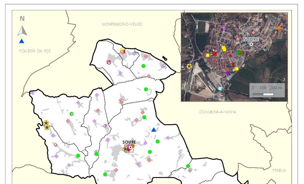 No Mapa 11 pode também observar-se a presença no concelho de várias infraestruturas culturais, entre as quais se destaca