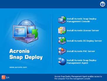 1. Instalação do Acronis Snap Deploy Você pode instalar todos os componentes do Acronis Snap Deploy (Acronis Snap Deploy Management Console, Acronis OS Deploy Server, PXE Server, Acronis Snap Deploy