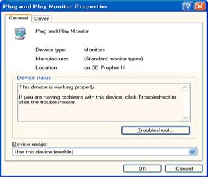 Selecione a etiqueta 'Monitor' - Se o botão 'Properties'