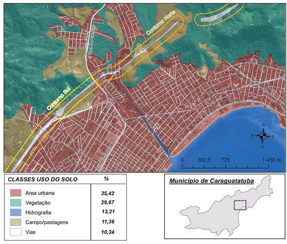 Duplicação da rodovia dos Tamoios SP Figura 6 Uso do solo na rodovia dos Tamoios Trecho Serra do Mar, Caraguatatuba SP (2017) Fonte: Google Earth maio de 2017.