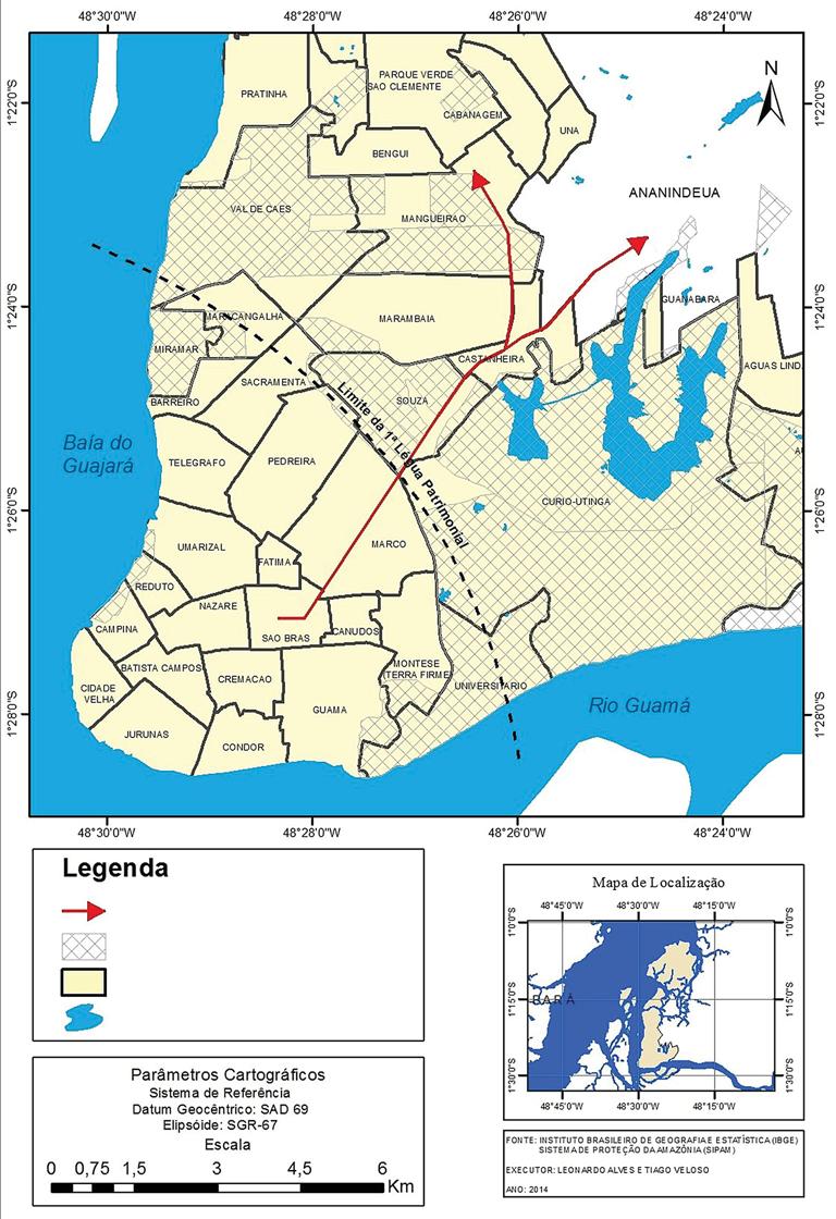 Tiago Veloso dos Santos Mapa 1 Vetores da expansão do espaço urbano de Belém além do núcleo metropolitano Expansão urbana Área