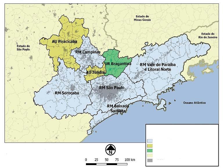 Henrique Rezende de Castro, Wilson Ribeiro dos Santos Júnior Figura 2 Mapa da macrometrópole paulista, com as regiões metropolitanas, aglomerações urbanas e unidade regional que a compõem, bem como