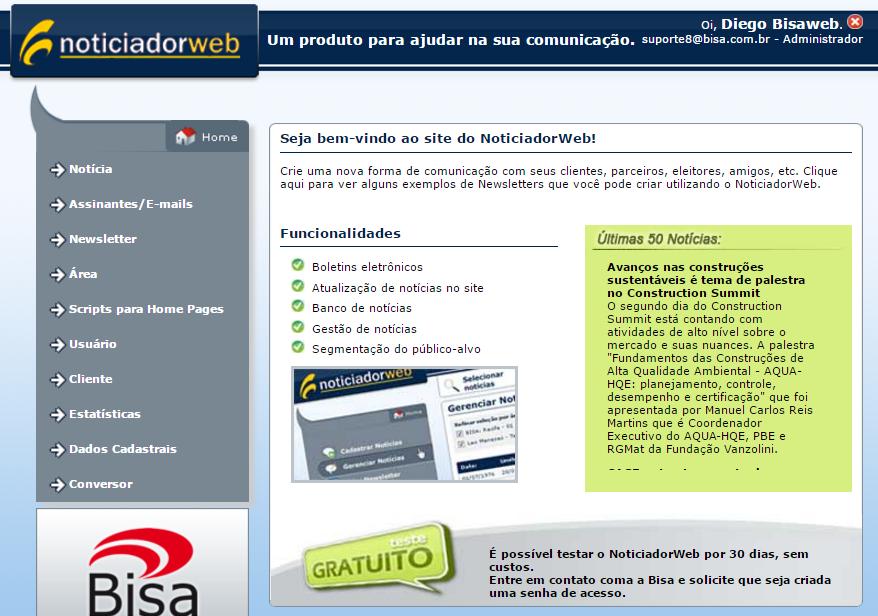 Jornal Virtual ou Mala Direta por e-mail.