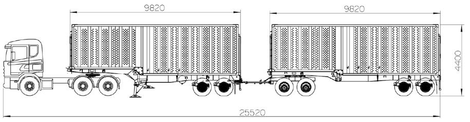 Comparação de CVCs: 74t x 91t CONJUNTO CVC PLANO EXTRA-LEVE PBTC 74 (25,52m) Tipo Eixo ESRS ESRD TDRD TTRD Quant.