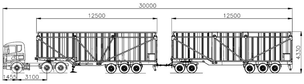 Comparação de CVCs: 74t x 91t 4 5 6 CONJUNTO CVC PROPOSTA I PBTC 91 t (30,00m) CONJUNTO CVC PROPOSTA II PBTC 82,5 t