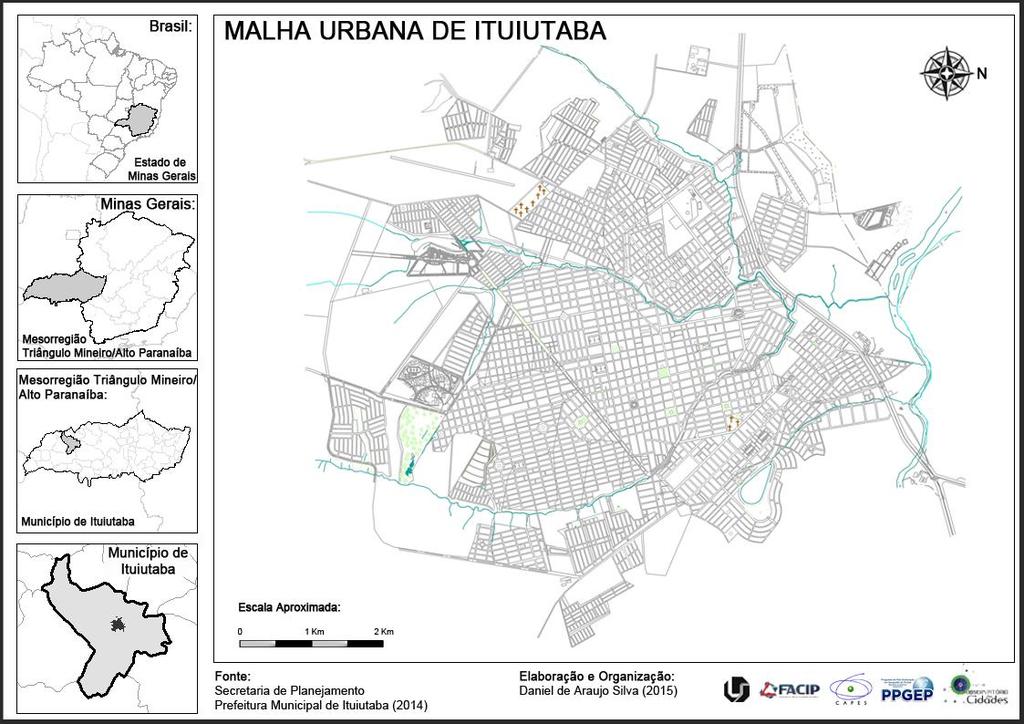 Figura 1 Localização de Ituiutaba-MG. Org.: Daniel de Araujo Silva (2015). Nossa reflexão se justifica pelo aumento da circulação de veículos na cidade, sobretudo na sua área mais central.