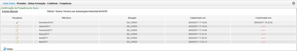 3ª Voltar esta opção permite que o usuário volte à tela de filtro