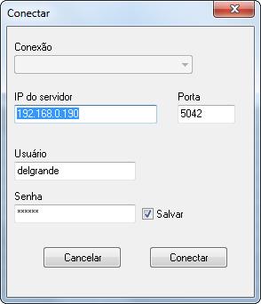 Conexão com o Servidor Para efetuar a conexão com o servidor onde a URA está instalada, clique no menu Ferramentas Conectar no servidor.... Informe o endereço IP, porta (padrão é 5042), usuário e senha.