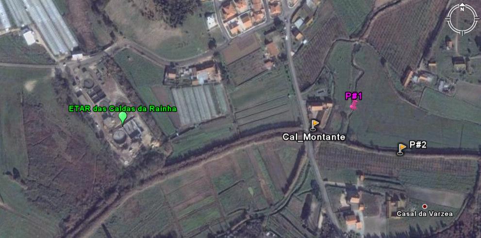 entre as duas estações referidas anteriormente. Esta linha de água passa junto da fábrica de Sabão e uma pequena quinta doméstica, vindo depois a juntar-se ao Rio da Cal (Figura 16).