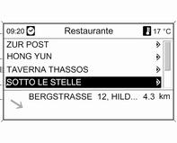 É apresentada um menu com uma lista de todos os pontos de interesse disponíveis da categoria seleccionada (p.ex. Restaurante).