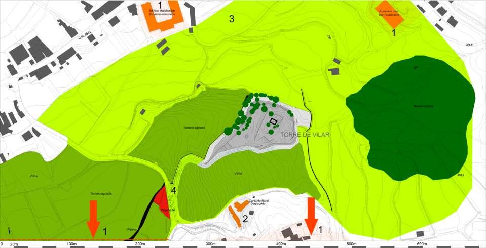 Intervenções gerais 1 Integração paisagística das construções dissonantes.