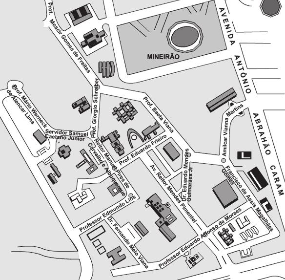 Questão 09 M030038A9 Observe abaixo uma parte de um mapa. Disponível em: <www.ufmg.br/80anos/imagens/mapa-do-campus.gif>.