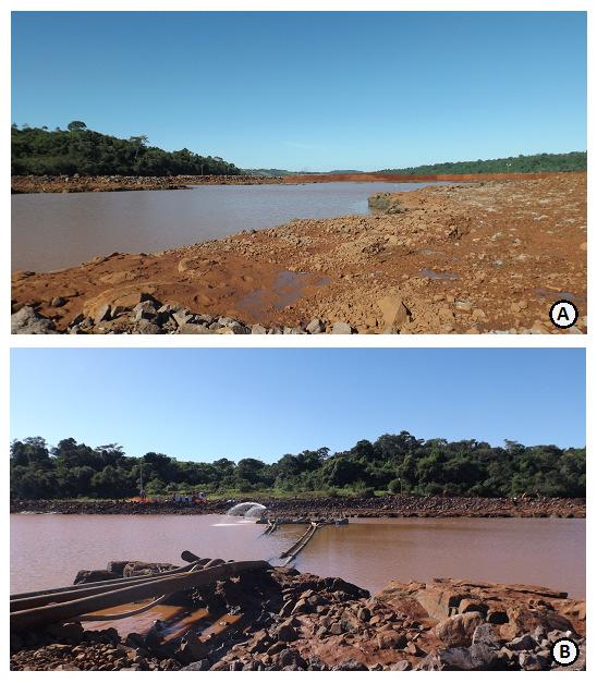 Figura 11 - Ensecadeira cheia, recém isolada do curso do rio Iguaçu.