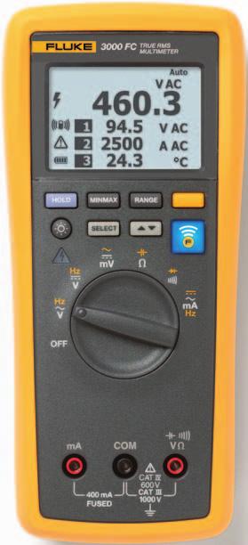 Ferramentas de teste Fluke 3000 FC (não compatível com as ferramentas de teste Fluke CNX) Multímetro digital sem fio Medidor de pinça de corrente CA iflex True-RMS Medidor de pinça de corrente CA