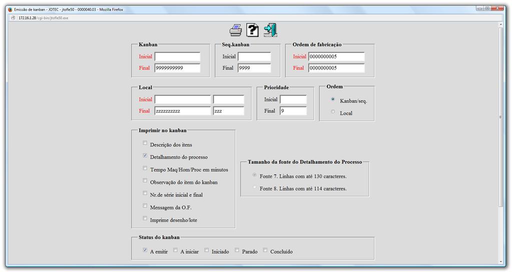 9. Impressão do Kanban: A segunda fase é realizar a impressão de KANBAN assim a operação de produção possuirá a rastreabilidade total possibilitando acompanhar todos os processos previstos na receita