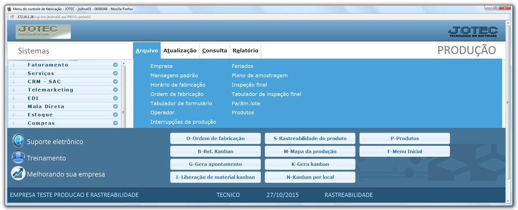 9.5 Gerar apontamento: Após a realização da rotina o cliente encerra a produção gerando o apontamento final.