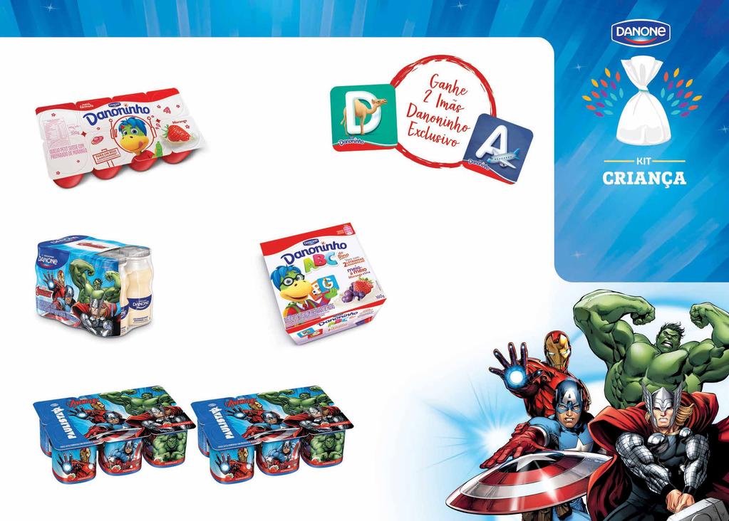 este kit contém 30 unidades 1 Danoninho petit suisse e morango 320g 1230 1 leite fermentado Danone Kids 450g 1 Danoninho Letras uva + morango 160g