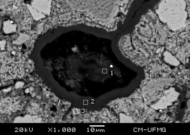 Poro Carbono Carbono Figura 53: Imagens de elétrons retroespalhados obtidas por microscopia eletrônica de varredura da região FF