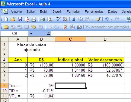 Por fim, calculamos o VPL e a TIR considerando, agora, uma