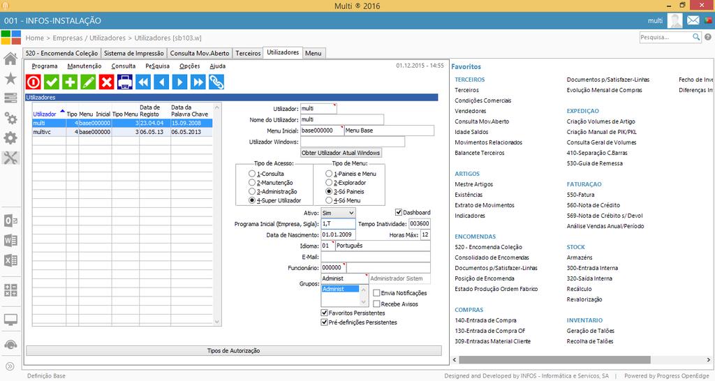 INOVAÇÃO E PRODUTIVIDADE DEFINIR PROGRAMA BASE PARA O UTILIZADOR Para utilizadores que no seu dia-a-dia utilizam