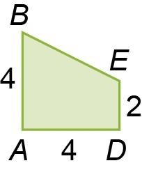 área do pentágono [ODEBC] = 6 + = 8 A medida da área do pentágono [ODEBC] é 8.