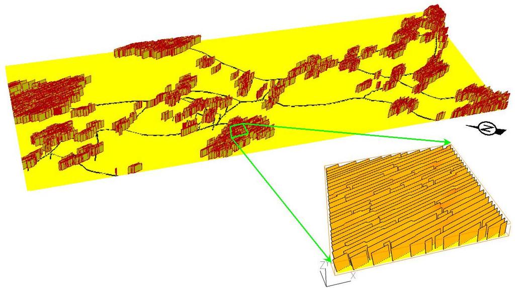 45 2001). Figura 2. 10 Exemplo de um modelo discreto de fraturas (Weber et al., Figura 2.