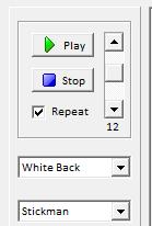 Abaixo da secção anterior, temos as ferramentas de reprodução do filme (Figura 19). Os botões Play e Stop fazem reproduzir e parar a animação.
