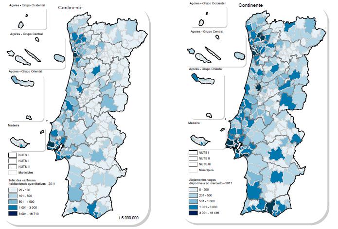 carências habitacionais existentes, para apenas 5,5 %. Grande parte desses municípios pertence às regiões autónomas e ao centro do país.