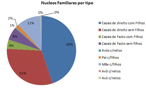 Figura 66 - Nº de Núcleos familiares por tipo-município de Portimão (Fonte: CMP 2012) 4.