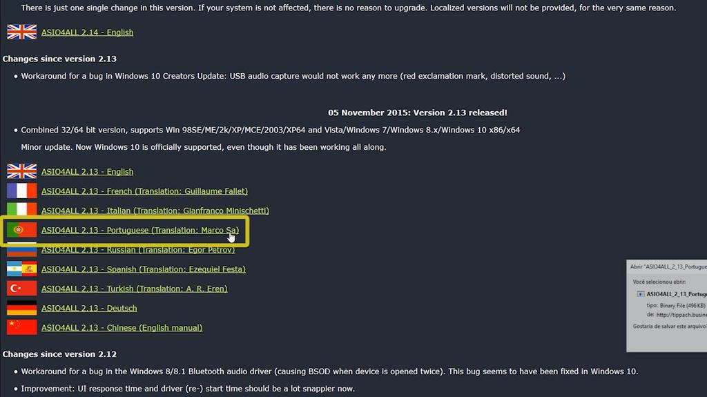 Se você decidiu não comprar uma placa, você deve instalar um driver ASIO genérico, que é o ASIO4All. ASIO é um driver Controlador de Áudio. Você precisa dele para fazer o Pro Tools funcionar.