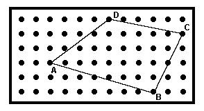 7. (Uerj 008) Um tabuleiro retagular com pregos dispostos em lihas e coluas igualmete espaçadas foi usado em uma aula sobre área de polígoos.