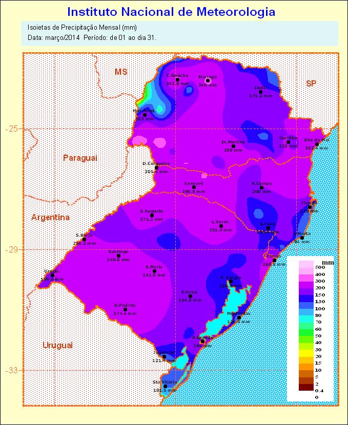 BOLETIM CLIMÁTICO MAIO JUNHO - JULHO (2014) Estado do Rio Grande do Sul Ano 12 / Número 04 Resp. Técnica: 8 0 DISME/INMET e CPPMet/UFPEL Pelotas, 25 de abril de 2014.