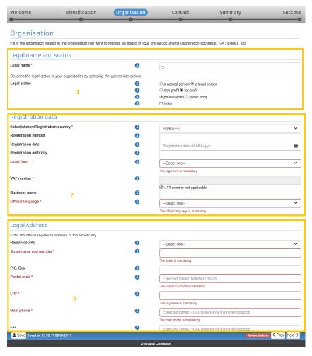 Portal do Participante - ECAS Registro no Portal do Participante Durante a terceira etapa do Assistente de Registro de Beneficiários, a página solicitará que você preencha três grupos de dados para