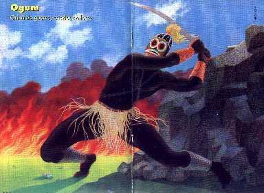 Lenda de Ogum Xoroquê Uma vez ao voltar de uma caçada não encontrou vinho de palma (ele devia estar com muita sede), e zangou-se de tal maneira que irado subiu a um monte ou montanha e Xoroquê