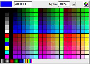 escolha da cor, códigos RGB e Hexadecimal.