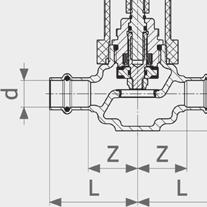 Válvula enclausurada plana Easytop modelo 2235 artigo DN d PM Z L H1 H2 Ø1 Ø2 595