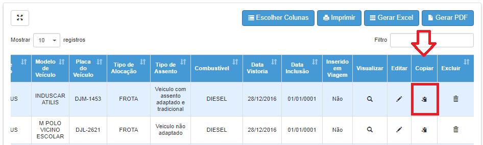 1.1 Copiar Veículo Cadastrado para próximo Ano/Convênio.