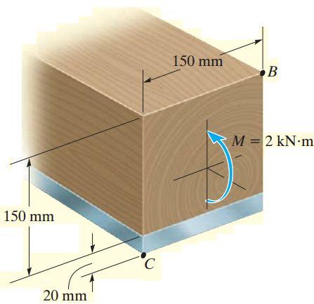 Sabendo que os módulos de elasticidade de cada material são E al = 70 GPa e E br = 105, e que as tensões normais admissíveis são σ adm,al = 100 MPa e σ adm,br = 160 MPa, determine o máximo momento