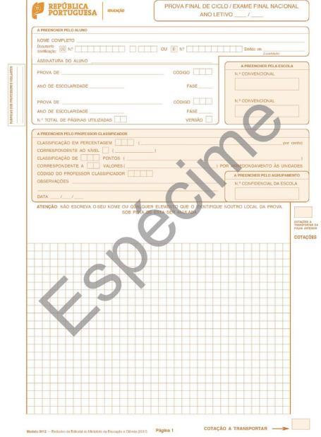 Folha de prova final de Matemática (92) e dos exames finais nacionais de Matemática A (635