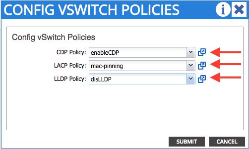 Escolha MAC-fixar da lista de drop-down da política LACP.Escolha o dislldp da lista de drop-down da política LLDP e o clique submete-se.note: Se você está em UCSM 2.