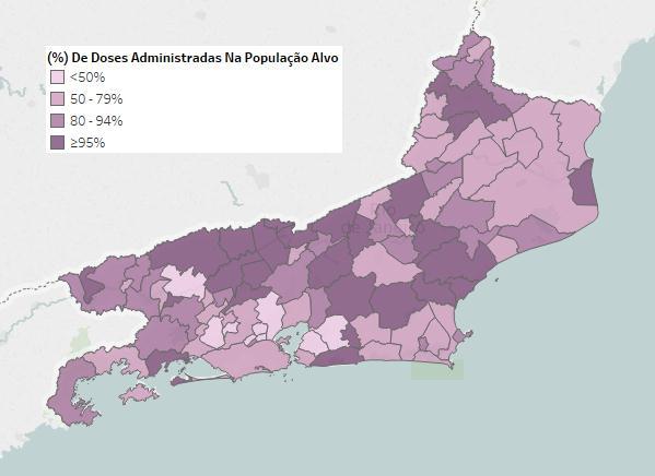 Mapa 4 Distribuição do percentual de doses de vacina contra Febre Amarela aplicadas na população do ERJ. Fonte: GDITR-IMUNIZAÇÕES /CIEVS/SVEA/SES-RJ. Dados atualizados em 11/06/2018.