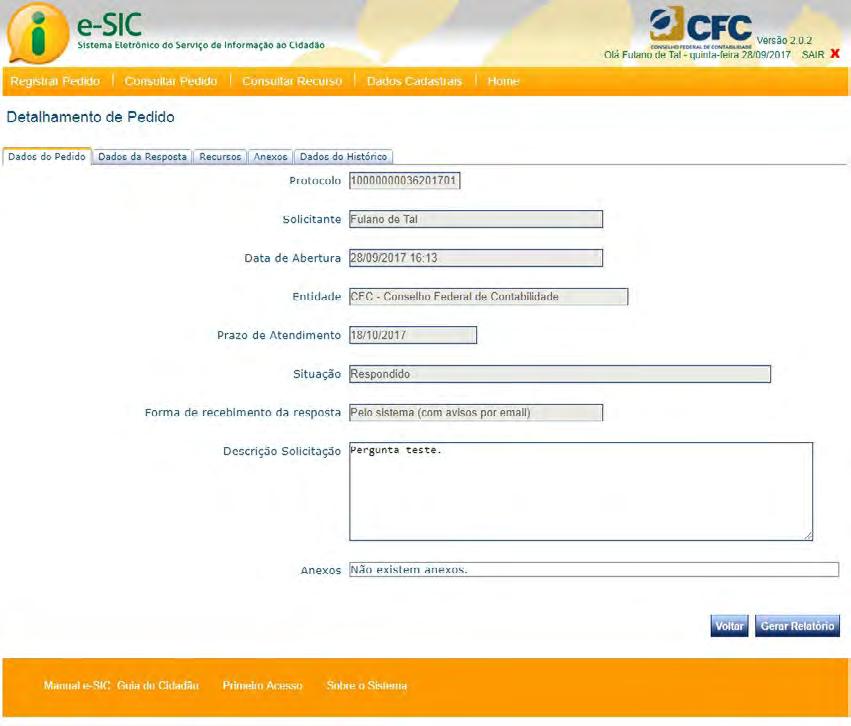 A tela Registrar Recurso em 2ª Instância apresenta os dados do recurso em 1ª Instância e o formulário para recurso em 2ª Instância.