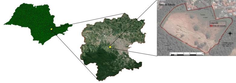 Figura 1: Área de estudo localizada no município de Jundiaí-SP.
