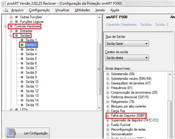 definir e parametrizar uma saída para o trip de falha de disjuntor.